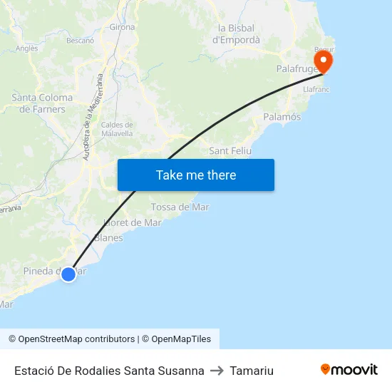 Estació De Rodalies Santa Susanna to Tamariu map