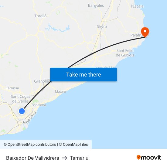 Baixador De Vallvidrera to Tamariu map