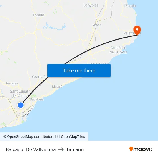 Baixador De Vallvidrera to Tamariu map