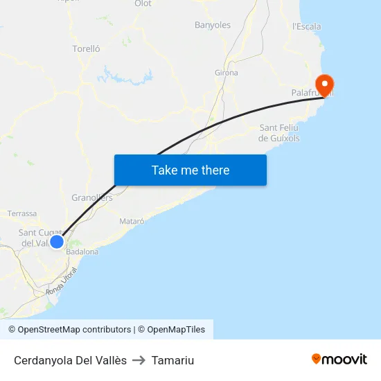 Cerdanyola Del Vallès to Tamariu map