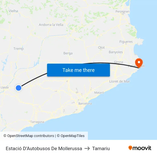 Estació D’Autobusos De Mollerussa to Tamariu map