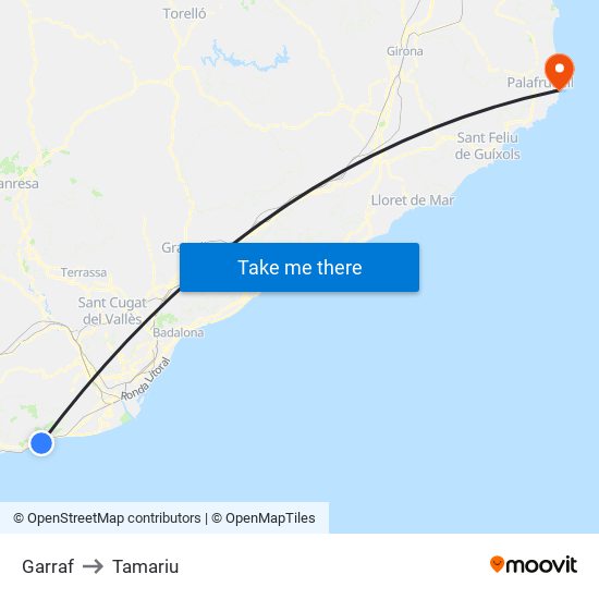 Garraf to Tamariu map