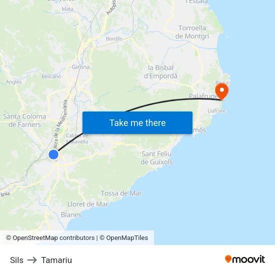 Sils to Tamariu map