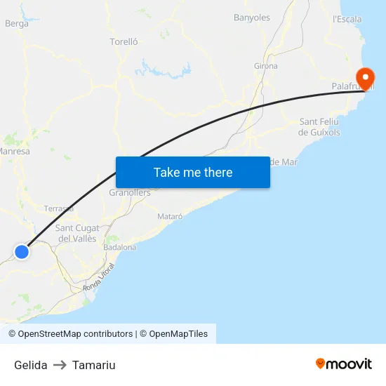 Gelida to Tamariu map