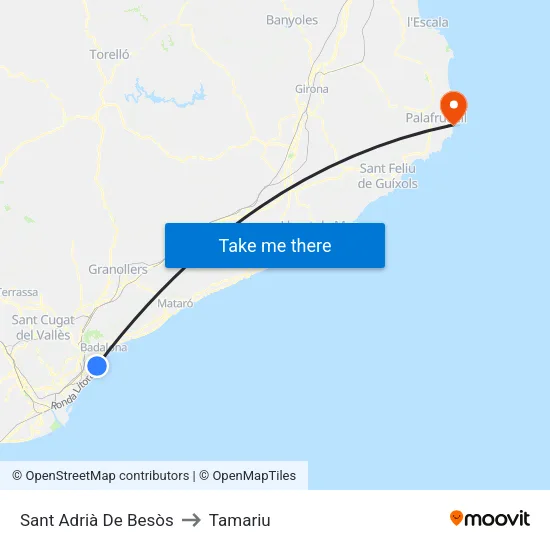 Sant Adrià De Besòs to Tamariu map