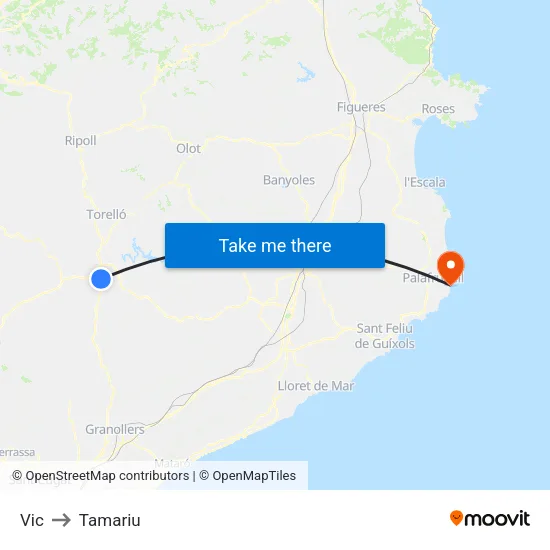 Vic to Tamariu map