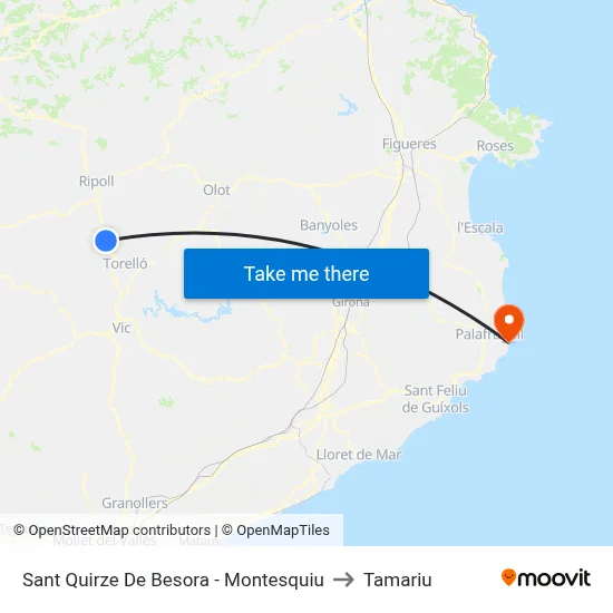 Sant Quirze De Besora - Montesquiu to Tamariu map