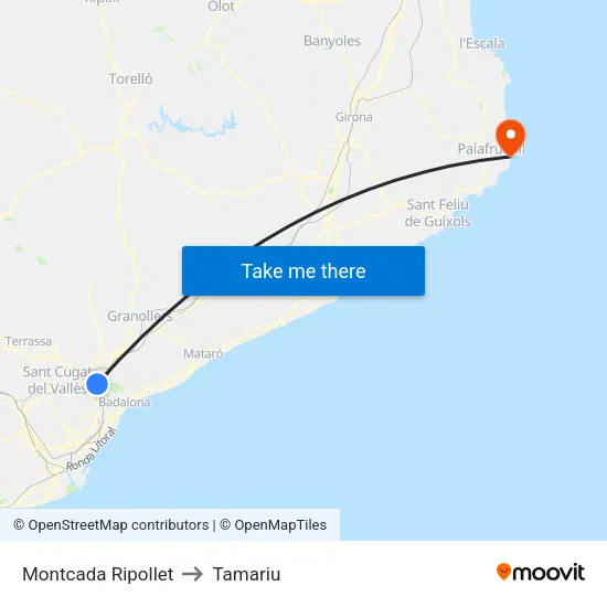 Montcada Ripollet to Tamariu map