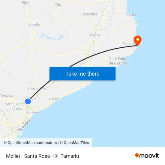 Mollet - Santa Rosa to Tamariu map