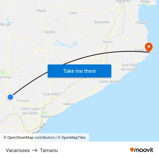 Vacarisses to Tamariu map