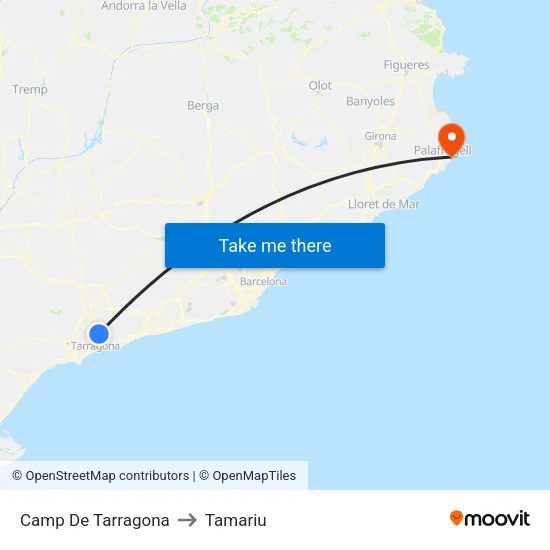 Camp De Tarragona to Tamariu map
