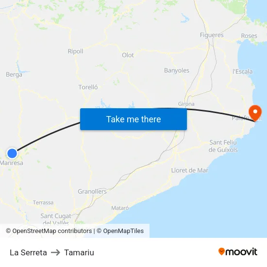 La Serreta to Tamariu map