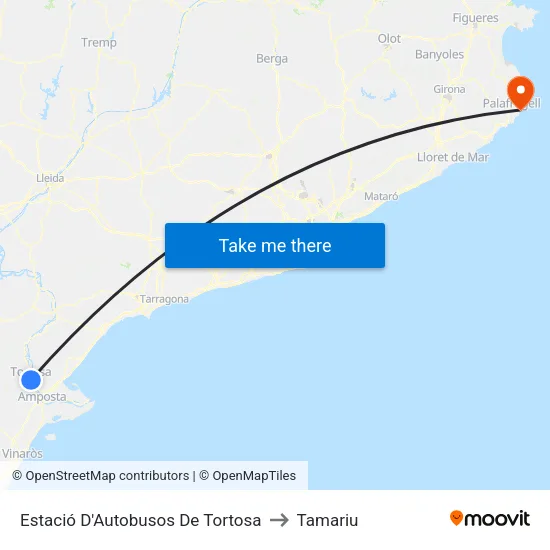 Estació D'Autobusos De Tortosa to Tamariu map
