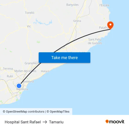 Hospital Sant Rafael to Tamariu map
