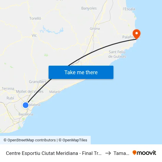 Centre Esportiu Ciutat Meridiana - Final Trajecte to Tamariu map