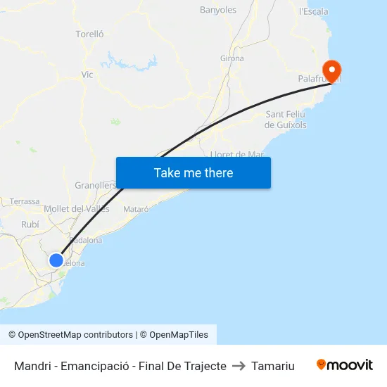 Mandri - Emancipació - Final De Trajecte to Tamariu map