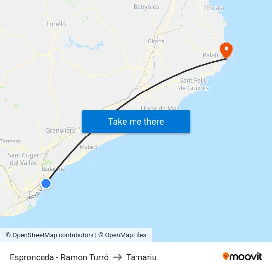 Espronceda - Ramon Turró to Tamariu map