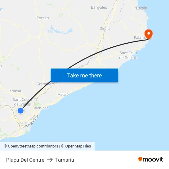 Plaça Del Centre to Tamariu map