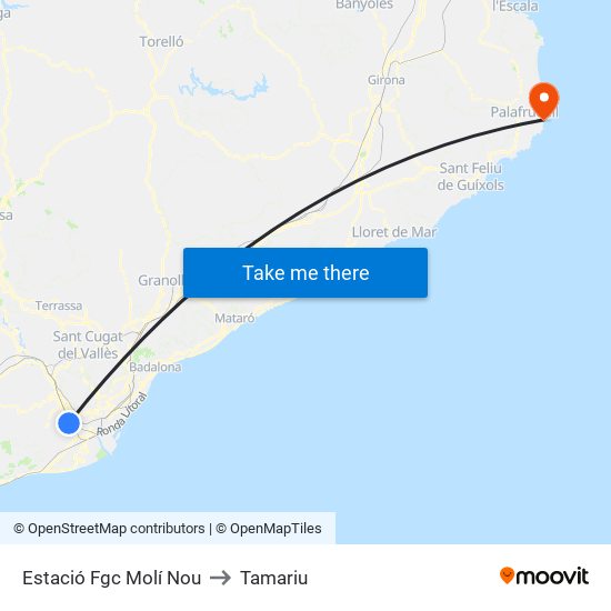 Estació Fgc Molí Nou to Tamariu map