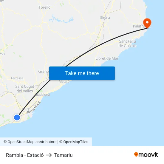 Rambla - Estació to Tamariu map