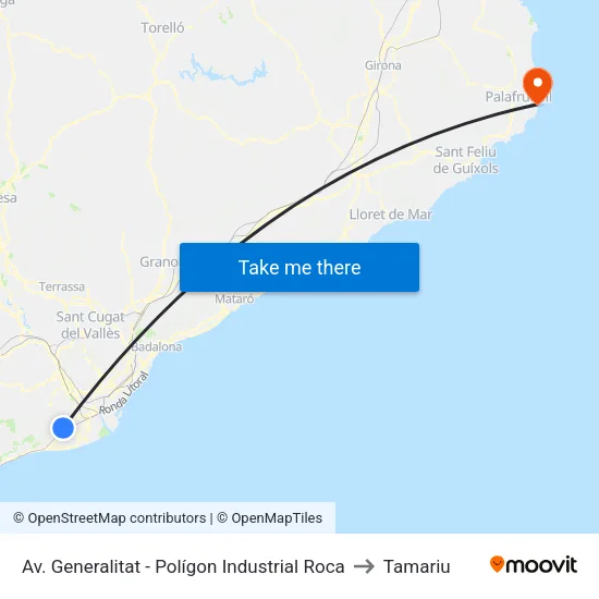 Av. Generalitat - Polígon Industrial Roca to Tamariu map