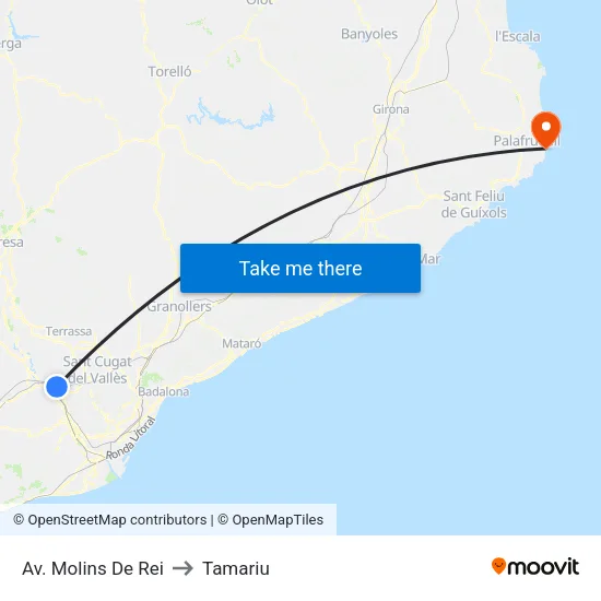 Av. Molins De Rei to Tamariu map