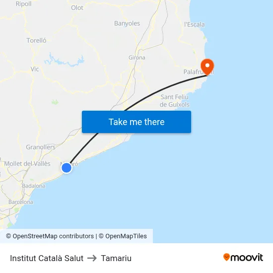 Institut Català Salut to Tamariu map