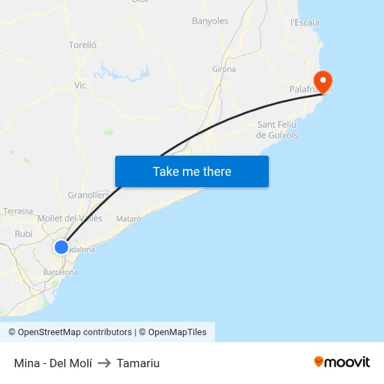 Mina - Del Molí to Tamariu map