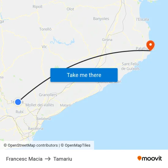 Francesc Macia to Tamariu map