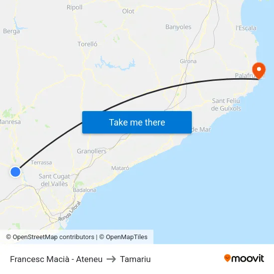 Francesc Macià - Ateneu to Tamariu map