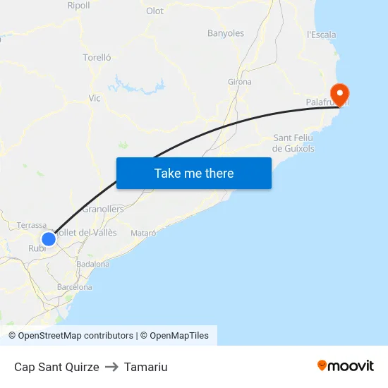 Cap Sant Quirze to Tamariu map
