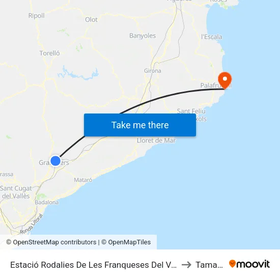 Estació Rodalies De Les Franqueses Del Vallès to Tamariu map