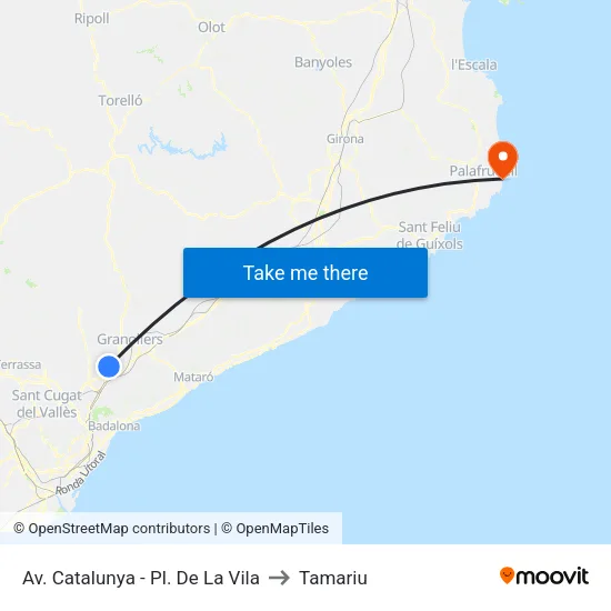 Av. Catalunya - Pl. De La Vila to Tamariu map
