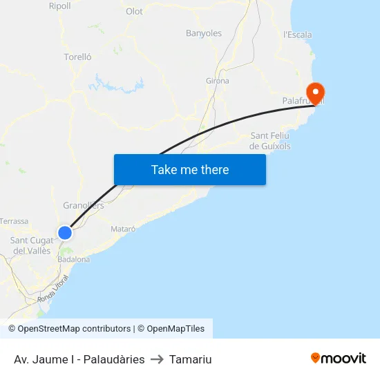 Av. Jaume I - Palaudàries to Tamariu map