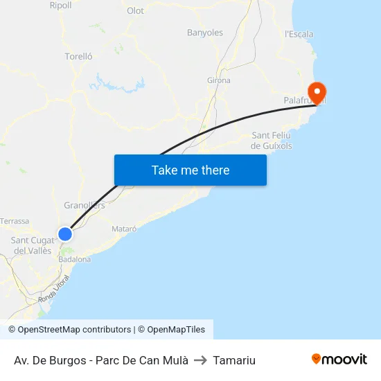 Av. De Burgos - Parc De Can Mulà to Tamariu map