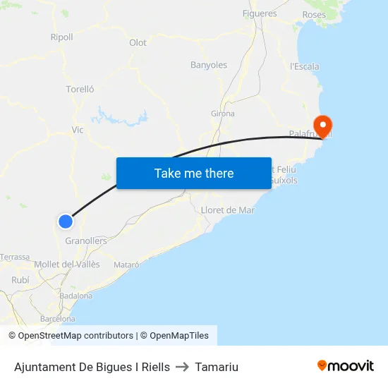 Ajuntament De Bigues I Riells to Tamariu map