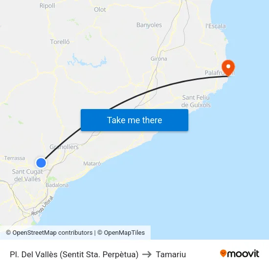 Pl. Del Vallès (Sentit Sta. Perpètua) to Tamariu map