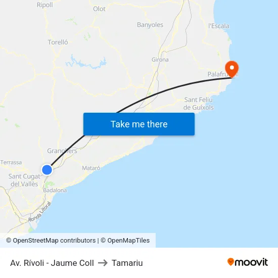 Av. Rívoli - Jaume Coll to Tamariu map