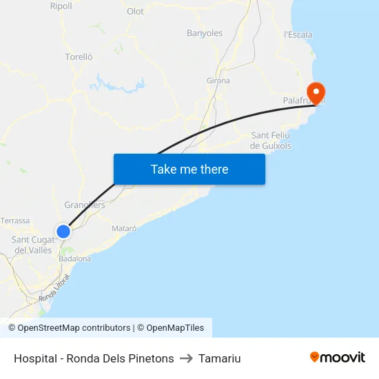 Hospital - Ronda Dels Pinetons to Tamariu map