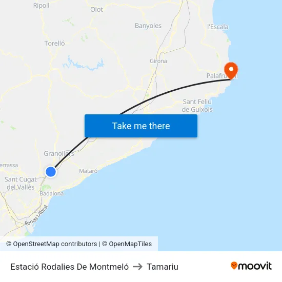 Estació Rodalies De Montmeló to Tamariu map