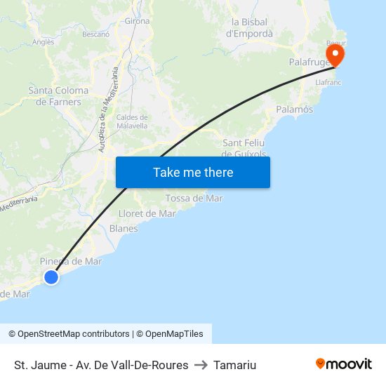 St. Jaume - Av. De Vall-De-Roures to Tamariu map