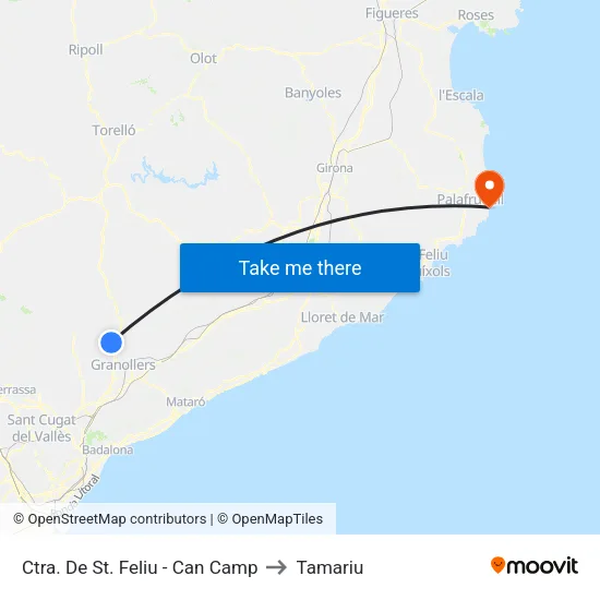 Ctra. De St. Feliu - Can Camp to Tamariu map