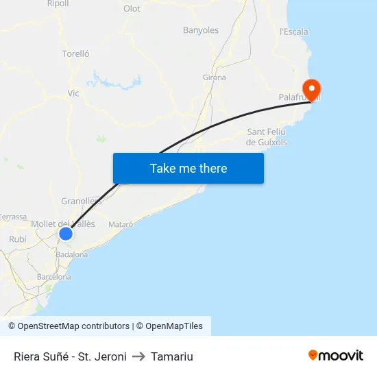 Riera Suñé - St. Jeroni to Tamariu map