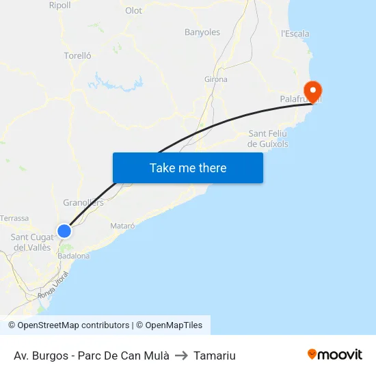 Av. Burgos - Parc De Can Mulà to Tamariu map