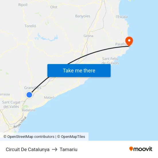 Circuit De Catalunya to Tamariu map