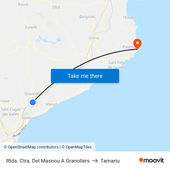 Rtda. Ctra. Del Masnou A Granollers to Tamariu map