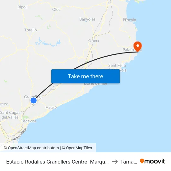 Estació Rodalies Granollers Centre- Marquesina C to Tamariu map