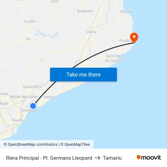 Riera Principal - Pl. Germans Lleopard to Tamariu map