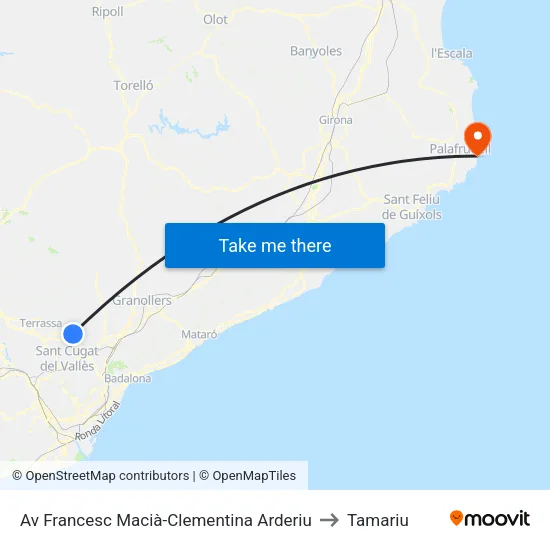 Av Francesc Macià-Clementina Arderiu to Tamariu map