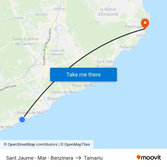 Sant Jaume - Mar - Benzinera to Tamariu map
